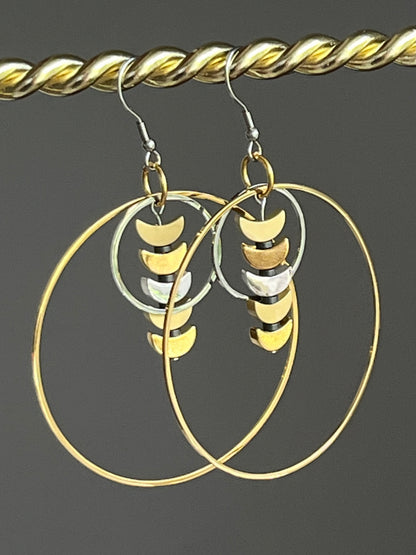 CRESCENT MOON ORBIT HOOP-DANGLES | Earrings