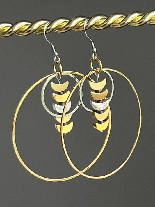 CRESCENT MOON ORBIT HOOP-DANGLES | Earrings