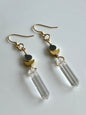 CLEAR QUARTZ HEX w/ MOONS | GEMSTONE CRYSTAL Earrings