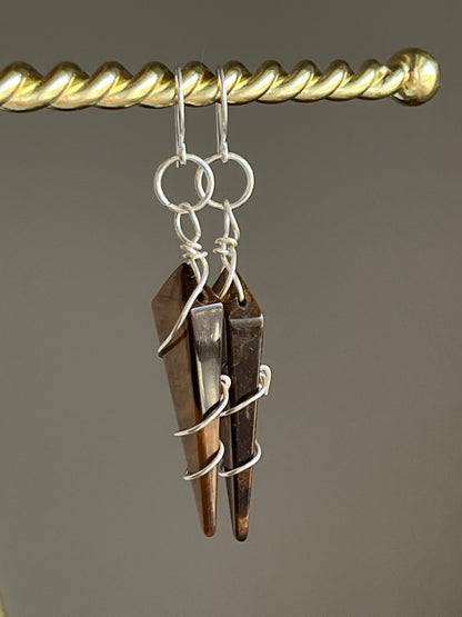 WIRE-WRAPPED TIGER’S EYE KITE | GEMSTONE CRYSTAL Earrings