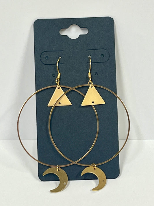 MOUNTAIN + CRESCENT MOON LARGE HOOP-DANGLE | Earrings