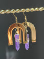 WIRE-WRAPPED AMETHYST HEX U DANGLES (GPSS) | Gemstone Earrings