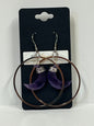 “HANG THE MOON” WIRE-WRAPPED AMETHYST CRESCENT MOON HOOP-DANGLES (SS) | Gemstone Earrings