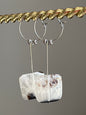 B+W CHUNKY SQUARE AGATE| GEMSTONE CRYSTAL Earrings