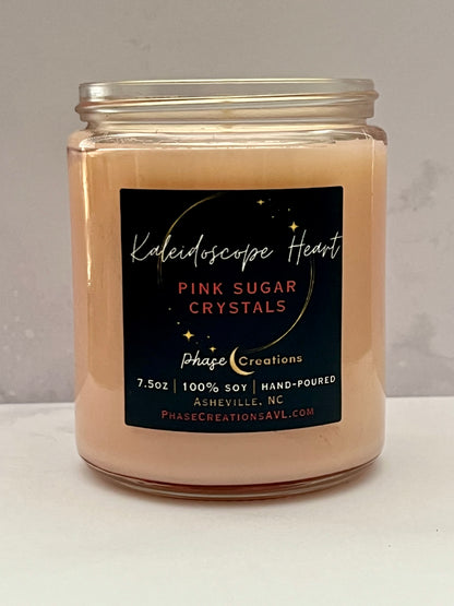 KALEIDOSCOPE HEART ~ Pink Sugar Crystals | Hand-poured Premium Soy Candle