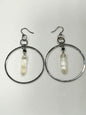CITRINE HEX w/ MINI HEMATITE HOOP DANGLES | GEMSTONE CRYSTAL Earrings