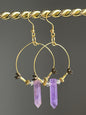 AMETHYST HEX w/ FLARE | GEMSTONE CRYSTAL Earrings