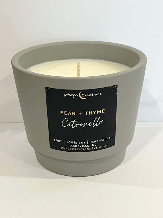 PEAR + THYME CITRONELLA ~ | Hand-poured Premium Soy Candle