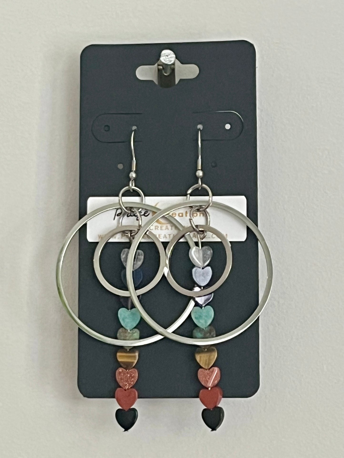 CHAKRA MINI HEART ORBIT HOOP-DANGLES | GEMSTONE CRYSTAL Earrings