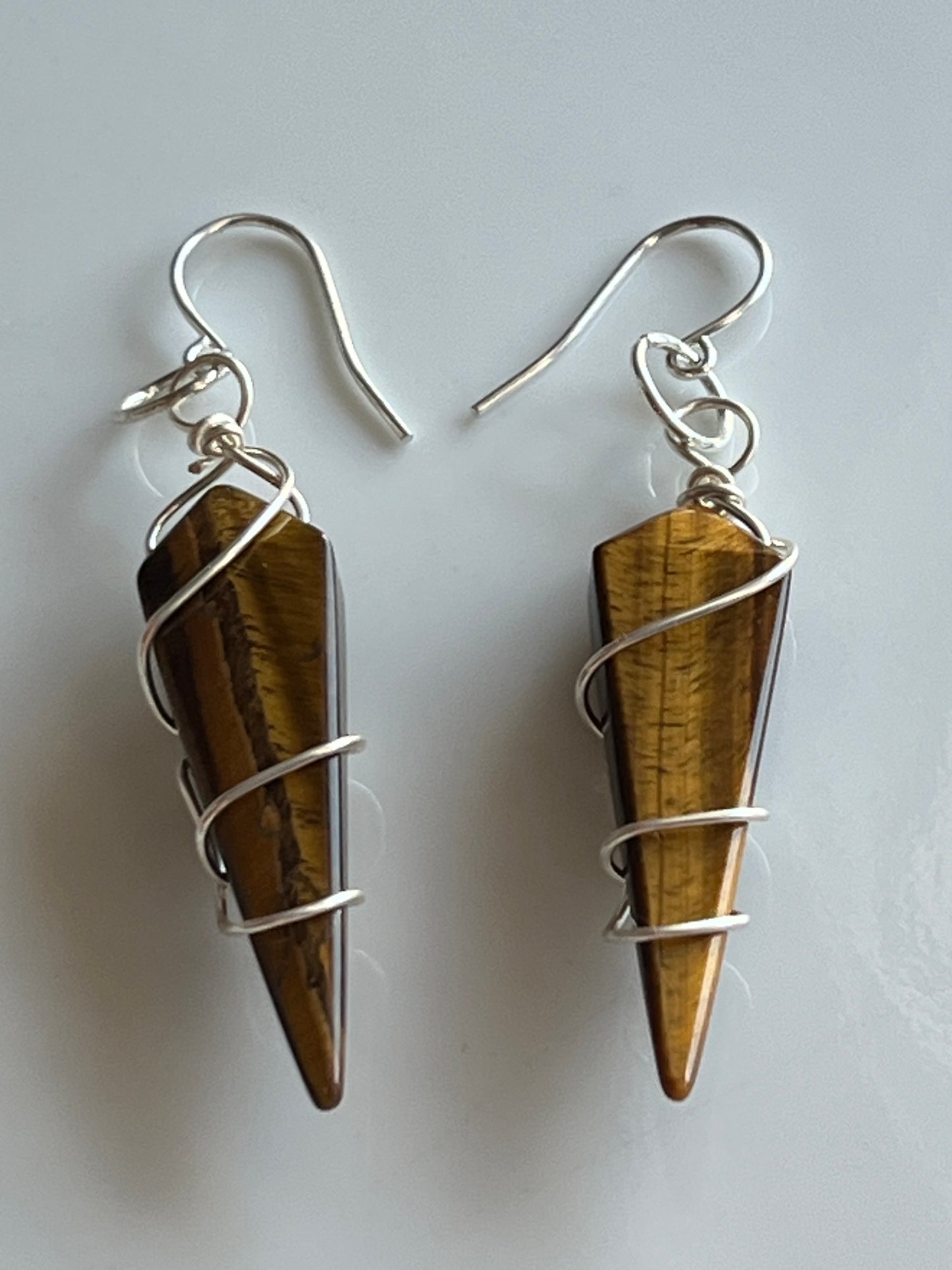 WIRE-WRAPPED TIGER’S EYE KITE | GEMSTONE CRYSTAL Earrings