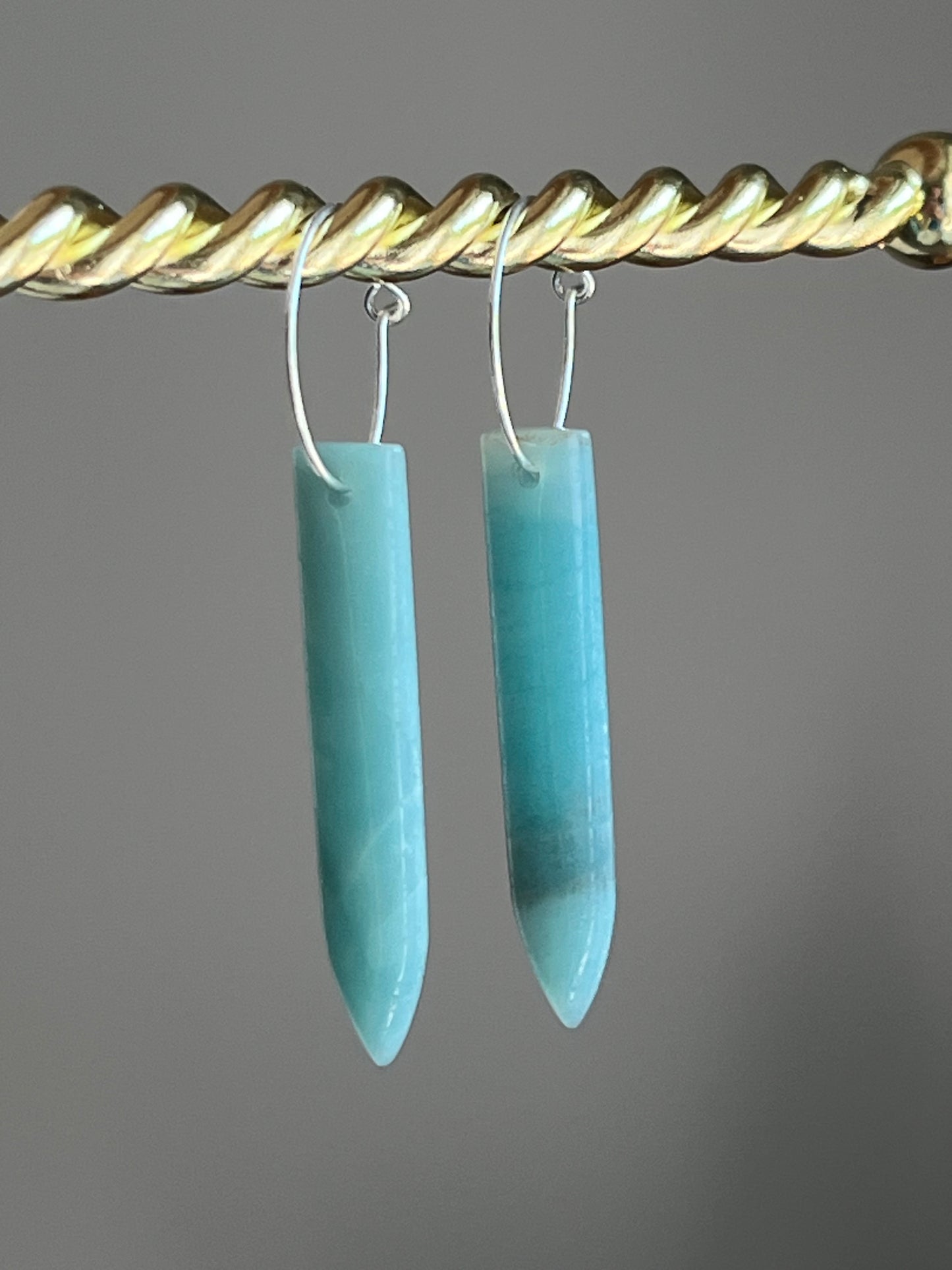 AMAZONITE PUFF HOOP | GEMSTONE CRYSTAL Earrings