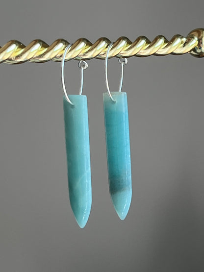 AMAZONITE PUFF HOOP | GEMSTONE CRYSTAL Earrings