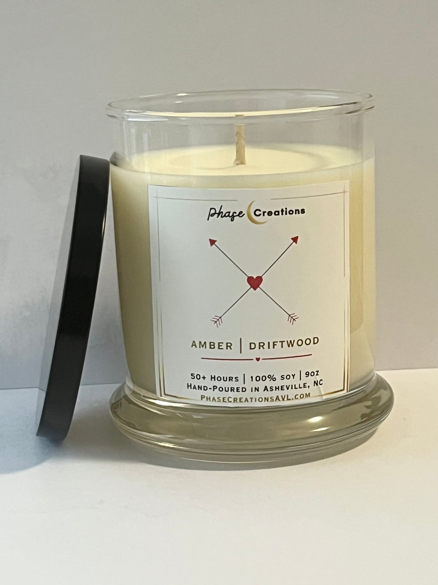 Valentine’s Candle | CUPID’S ARROW ~ Amber + Driftwood | Hand-poured Premium Soy Candle