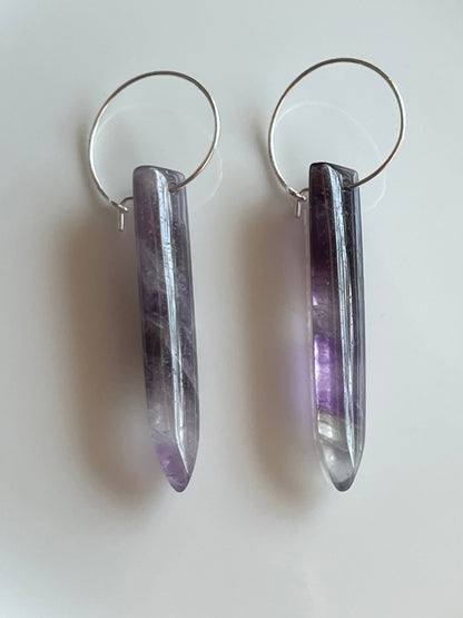 AMETHYST PUFF HOOP | GEMSTONE CRYSTAL Earrings