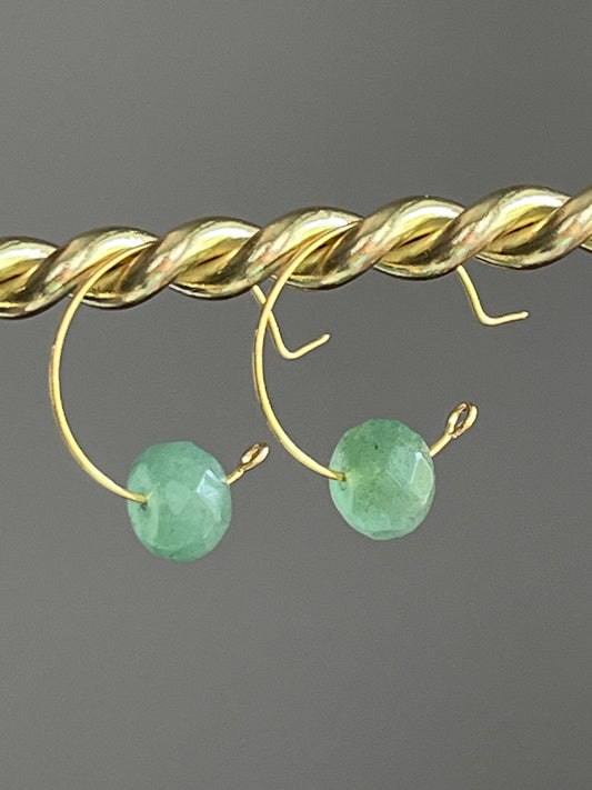 GREEN AVENTURINE OPEN-HOOPS (GP) |  GEMSTONE CRYSTAL Earrings
