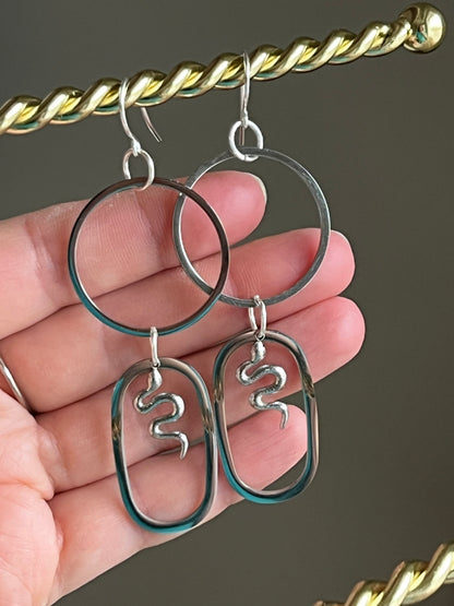 DAINTY SERPENTINE HOOP-DANGLES (SS)| Earrings