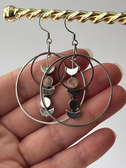 SILVER MOON ORBIT HOOP-DANGLES (SS) | Earrings