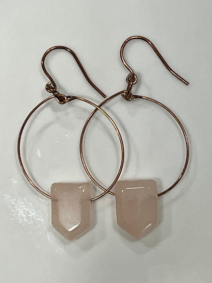 CHUNKY ROSE QUARTZ ARROW | GEMSTONE CRYSTAL EARRINGS