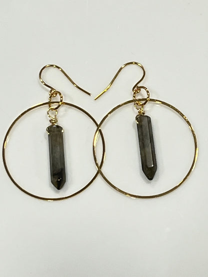 LABRADORITE HOOP DANGLES | GEMSTONE CRYSTAL Earrings