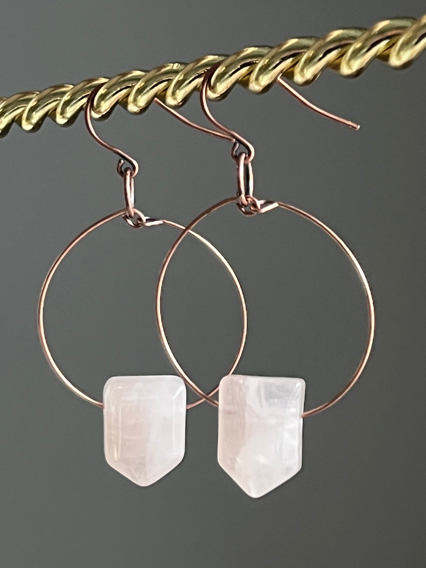 CHUNKY ROSE QUARTZ ARROW | GEMSTONE CRYSTAL EARRINGS