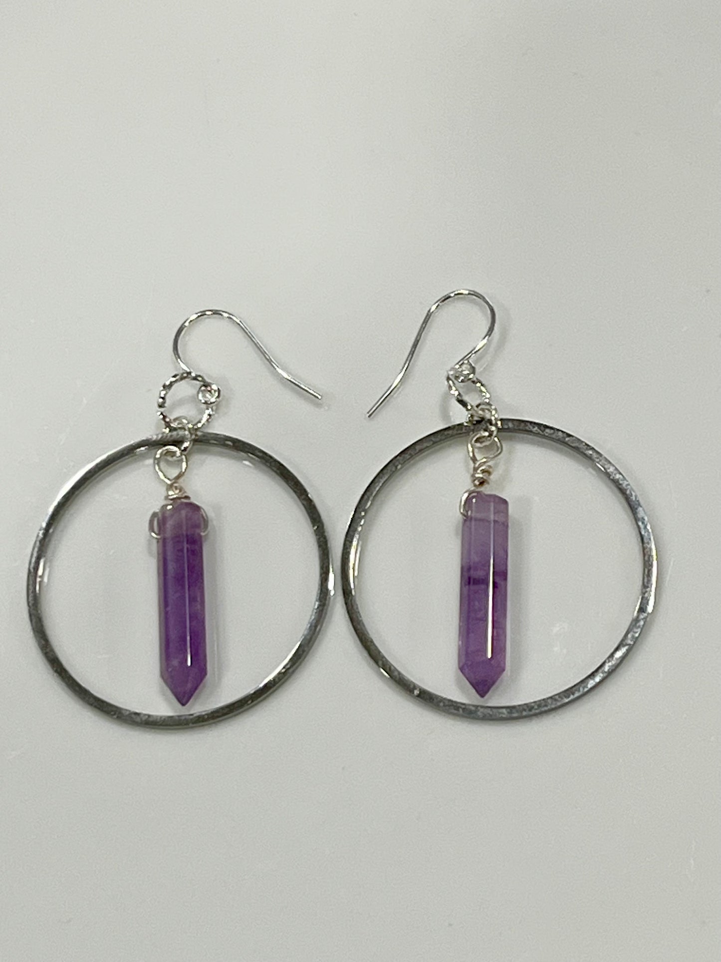 AMETHYST HEX HOOP DANGLES | GEMSTONE CRYSTAL Earrings