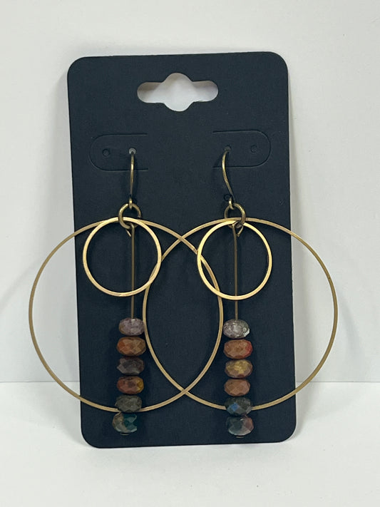 STACKED OCEAN JASPER HOOP-DANGLES (lg)  | Gemstone Earrings
