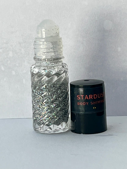 STARDUST BODY SHIMMER | Eco-friendly Silver Halographic Glitter Rollerball (unscented)