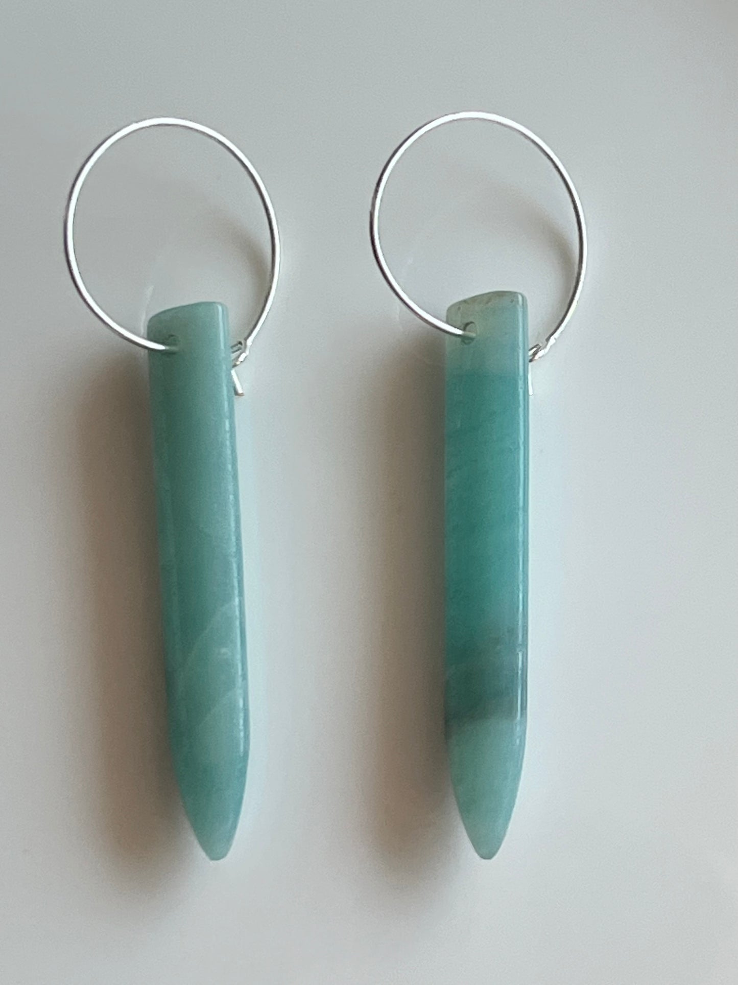 AMAZONITE PUFF HOOP | GEMSTONE CRYSTAL Earrings