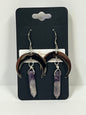 AMETHYST HEX CRESCENT MOON DANGLE| GEMSTONE CRYSTAL Earrings