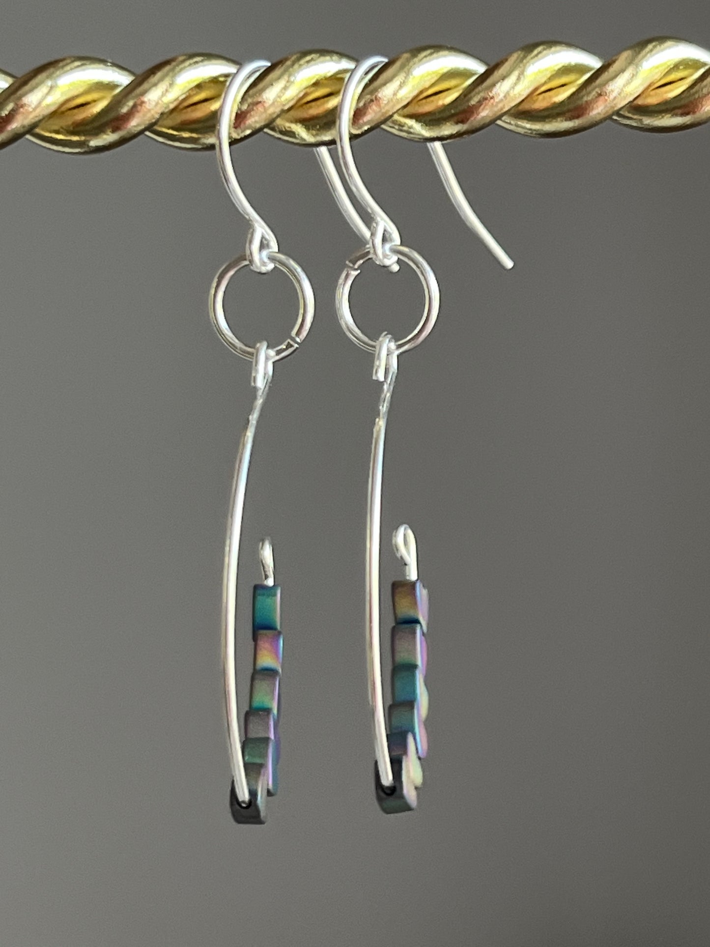 RAINBOW HEMATITE HEART MARQUISE |  GEMSTONE CRYSTAL Earrings