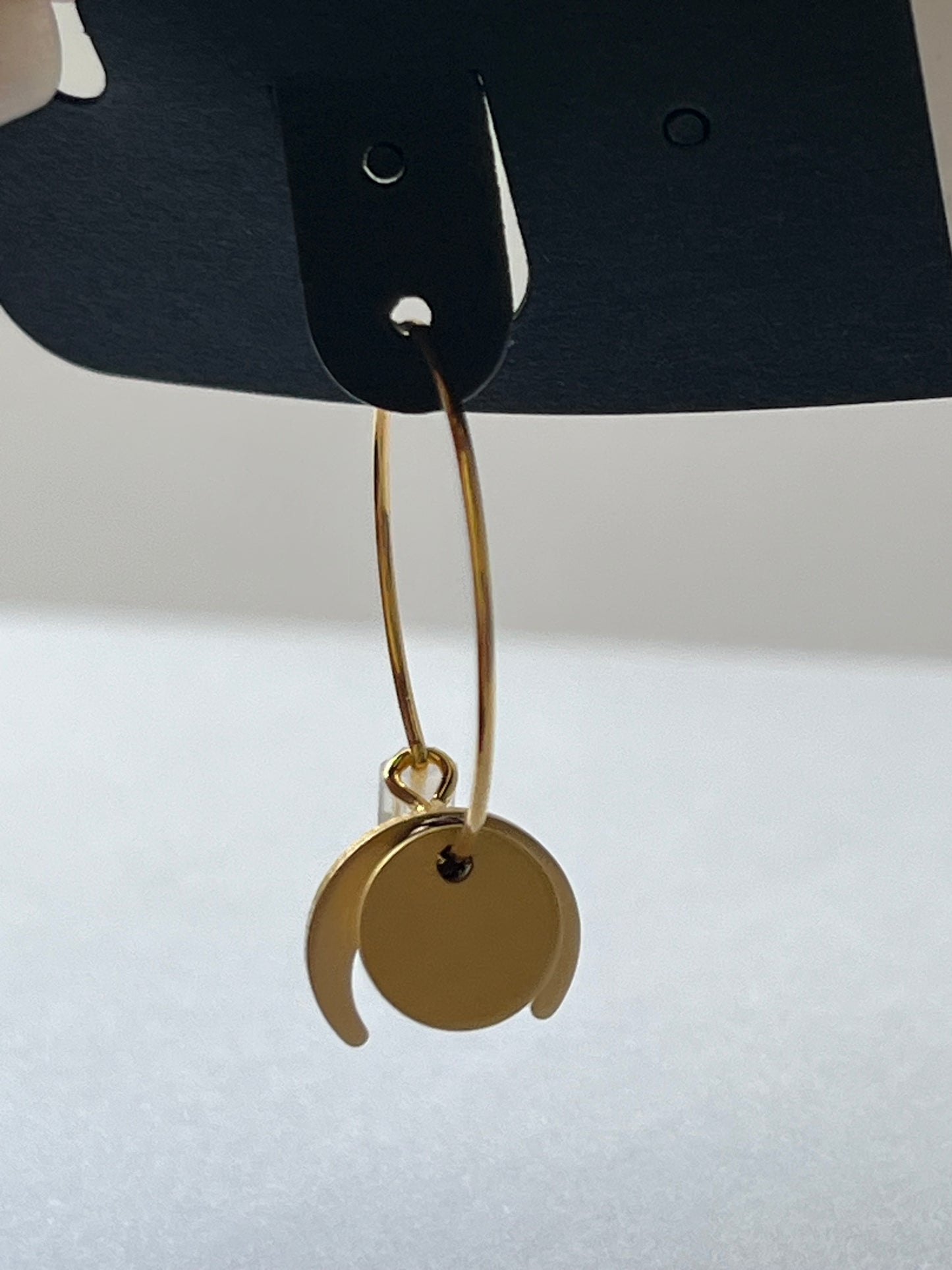 CRESCENT FULL MOON MINI HOOPS (GP)| Earrings