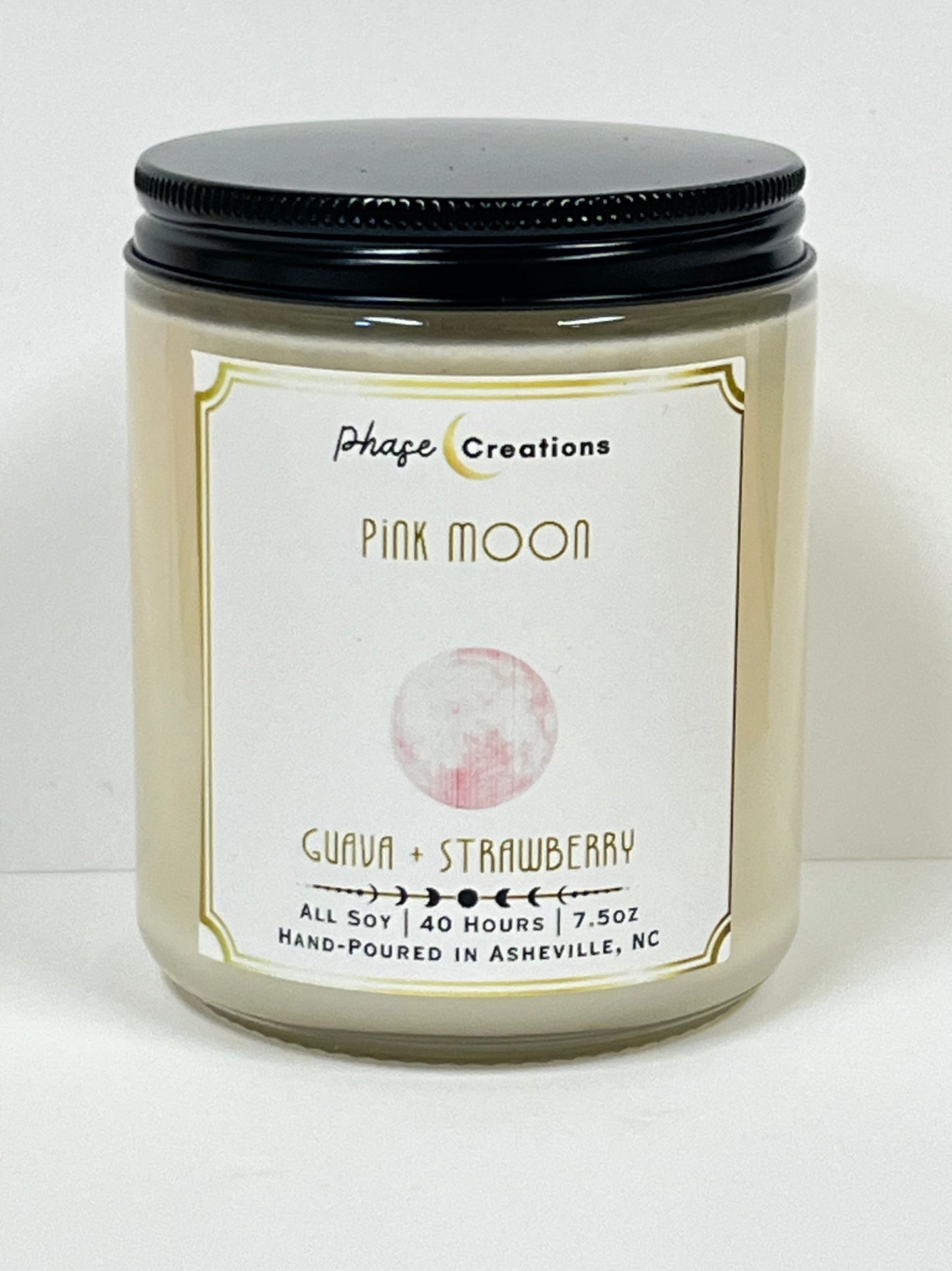 PINK MOON ~ Guava + Strawberry | 40 Hour ~ Hand-poured premium Soy Candle