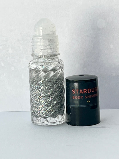 STARDUST BODY SHIMMER | Eco-friendly Silver Halographic Glitter Rollerball (unscented)