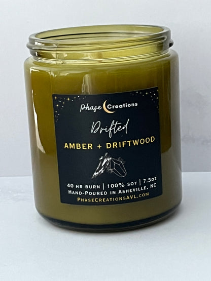 DRIFTED ~ Amber + Driftwood | Hand-poured Premium Soy Candle