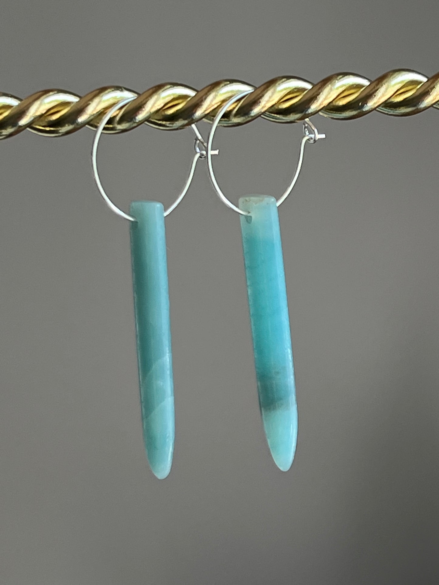 AMAZONITE PUFF HOOP | GEMSTONE CRYSTAL Earrings