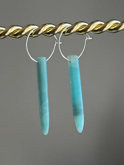 AMAZONITE PUFF HOOP | GEMSTONE CRYSTAL Earrings