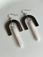 WIRE-WRAPPED LAVENDER QUARTZ + STAINLESS STEEL PITCH-FORK DESIGN | GEMSTONE CRYSTAL EARRINGS