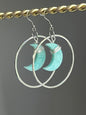 “HANG THE MOON” : AMAZONITE WIRE-WRAPPED CRESCENT MOON HOOP-DANGLES | GEMSTONE CRYSTAL Earrings