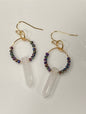 RAINBOW HEMATITE + CLEAR QUARTZ HEX | GEMSTONE CRYSTAL Earrings