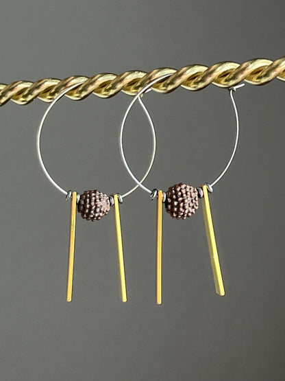 COPPER BALL w/ RECTANGLES| Earrings