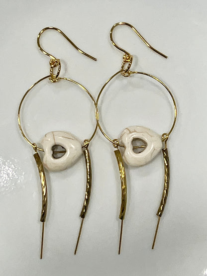 WHITE CERAMIC HEART FLARES | Earrings