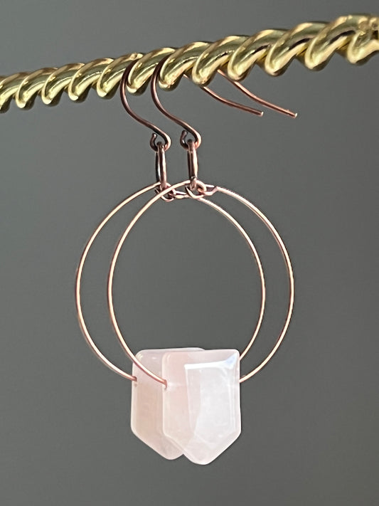 CHUNKY ROSE QUARTZ ARROW | GEMSTONE CRYSTAL EARRINGS