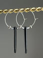 CHUNKY ONYX PUFF w/ SILVER HEMATITE HOOP | GEMSTONE CRYSTAL Earrings