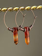 CARNELIAN HEX (II) w/ COPPER ELEMENTS | GEMSTONE CRYSTAL Earrings