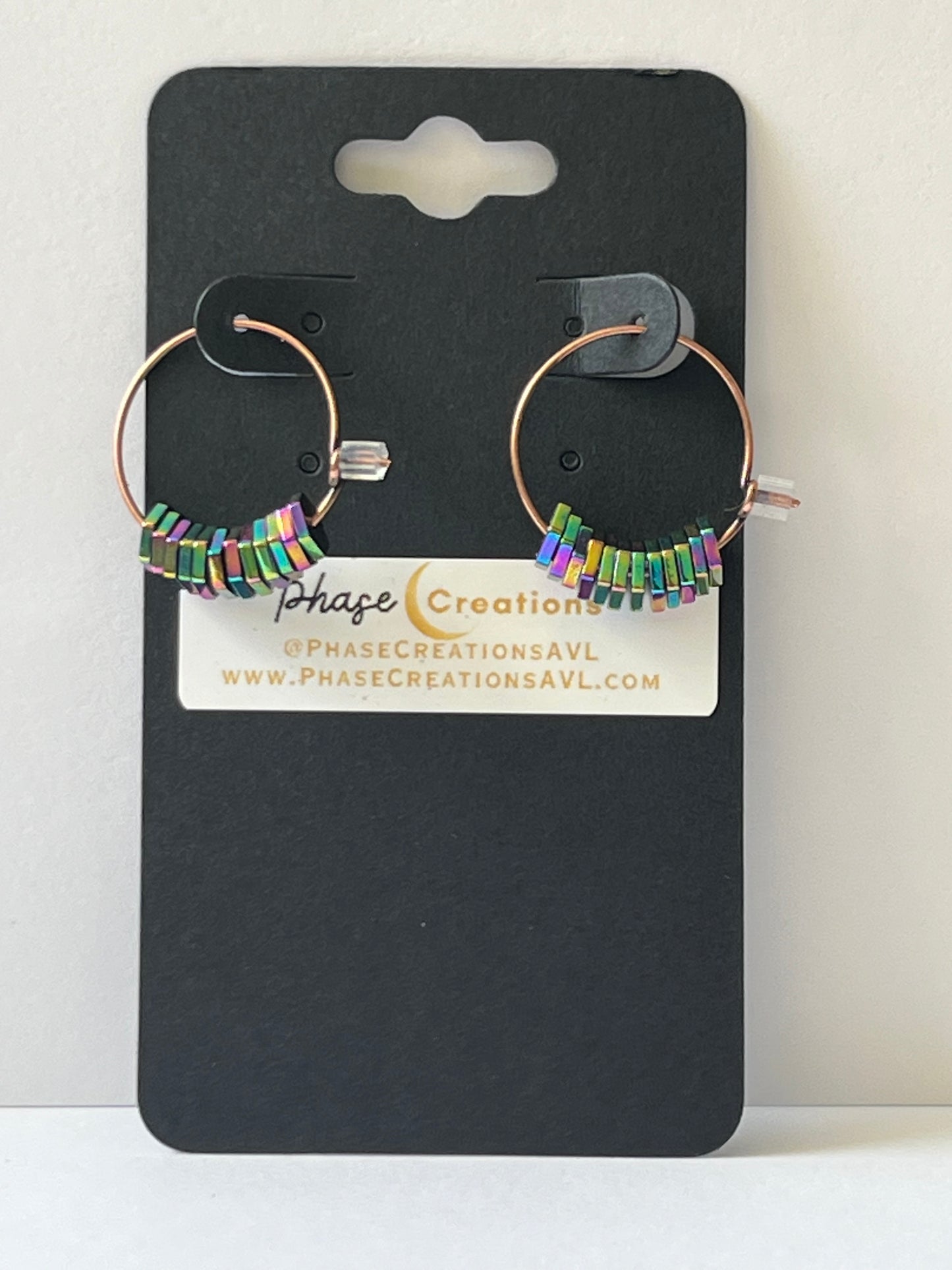 RAINBOW HEMATITE MINI HOOPS (ACP)| Gemstone Earrings