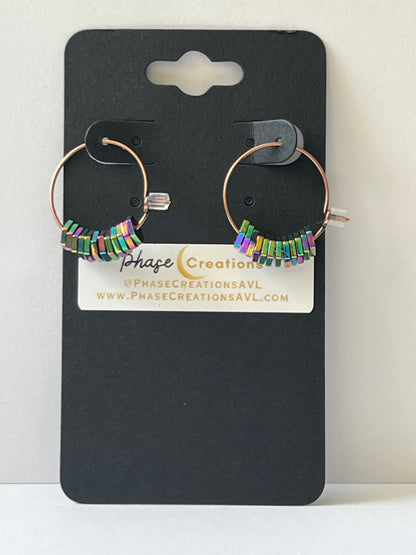 RAINBOW HEMATITE MINI HOOPS (ACP)| Gemstone Earrings