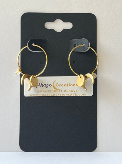 CRESCENT FULL MOON MINI HOOPS (GP)| Earrings