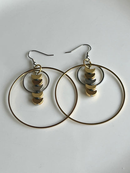 CRESCENT MOON ORBIT HOOP-DANGLES | Earrings