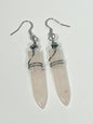 WIRE-WRAPPED ROSE QUARTZ PUFF DANGLE | Gemstone Earrings