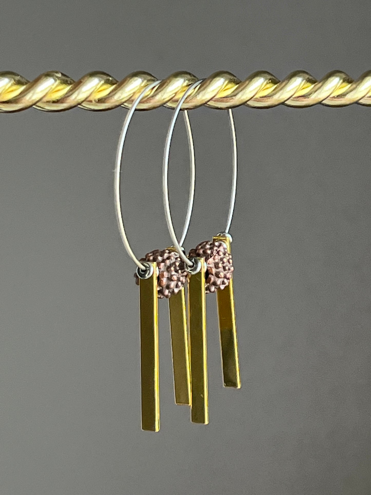 COPPER BALL w/ RECTANGLES| Earrings